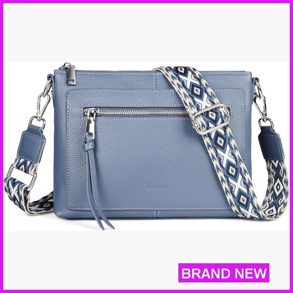 Genuine Leather Crossbody Bag Adjustable Strap Chic Everyday Purse Minimal Style